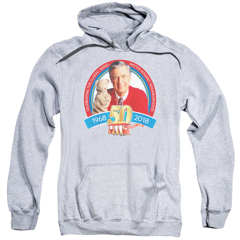 Mister Rogers/50th Anniversary Design-adult Pull-over Hoodie-athletic Heather