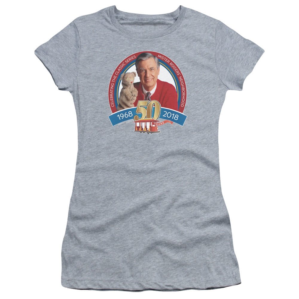 Mister Rogers/50th Anniversary Design-s/s Junior Sheer-athletic Heather-sm