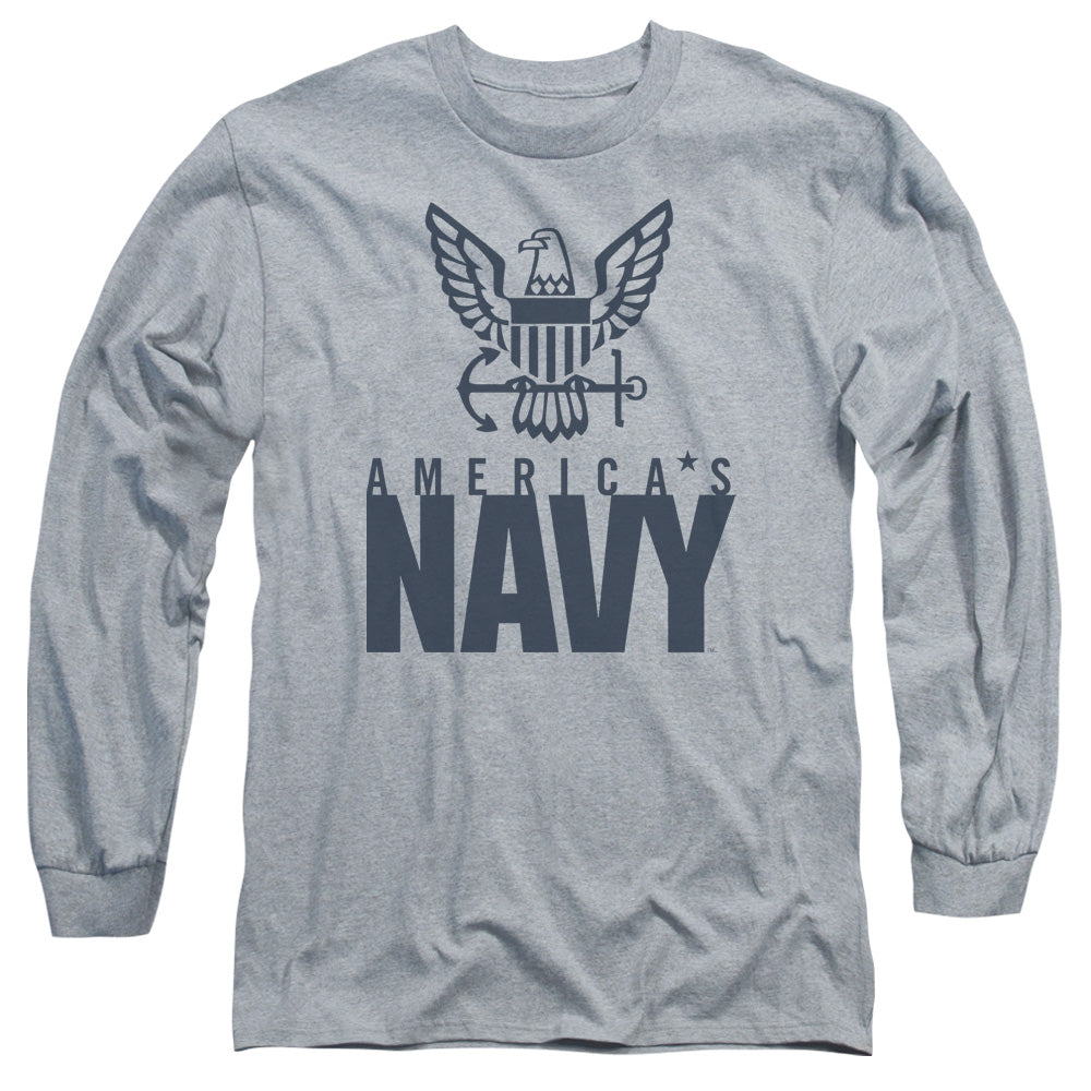 Navy/eagle Logo-l/s Adult 18/1-athletic Heather