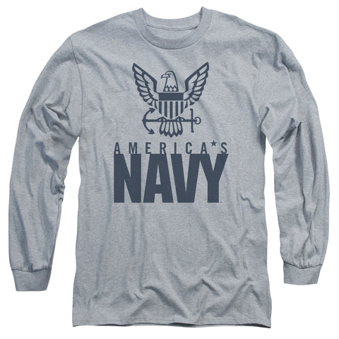 Navy/eagle Logo-l/s Adult 18/1-athletic Heather