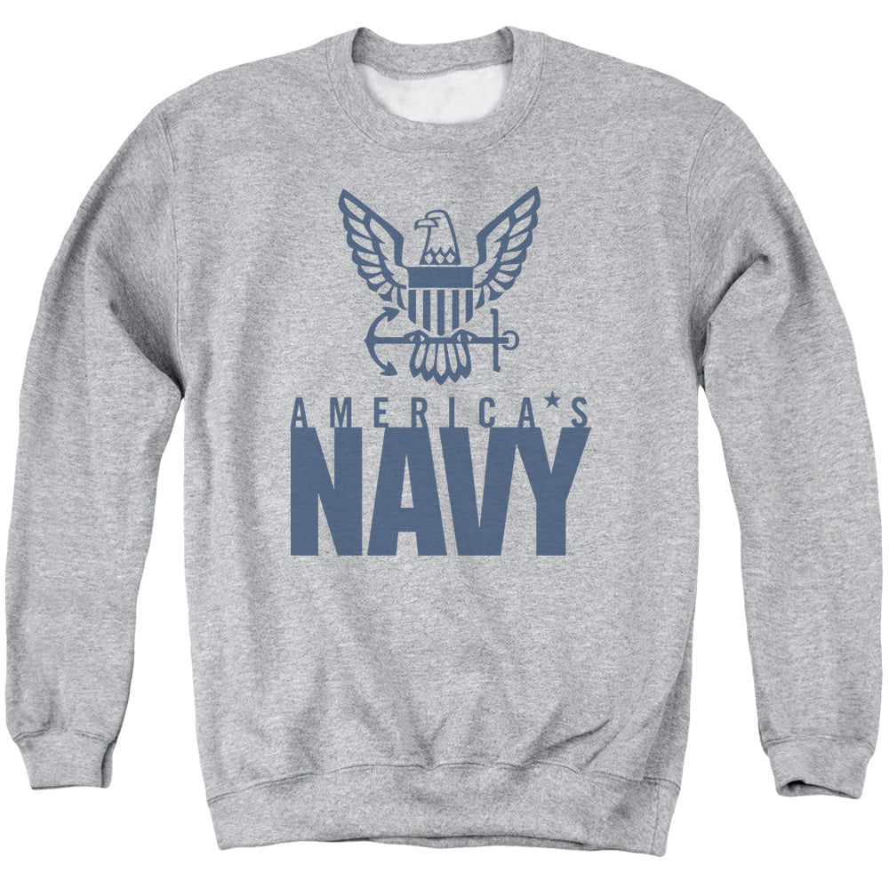 Navy/eagle Logo - Adult Crewneck Sweatshirt - Athletic Heather
