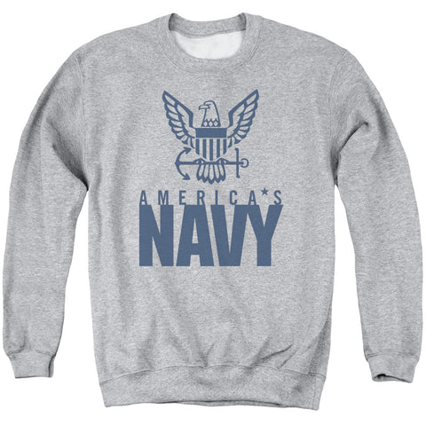 Navy/eagle Logo - Adult Crewneck Sweatshirt - Athletic Heather