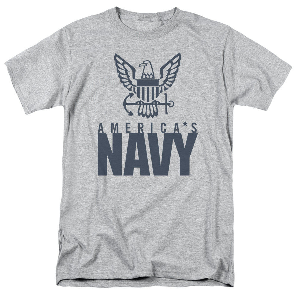 Navy/eagle Logo-s/s Adult 18/1 - Athletic Heather
