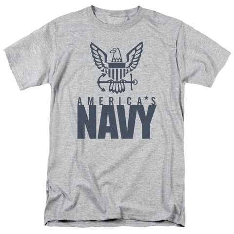 Navy/eagle Logo-s/s Adult 18/1 - Athletic Heather