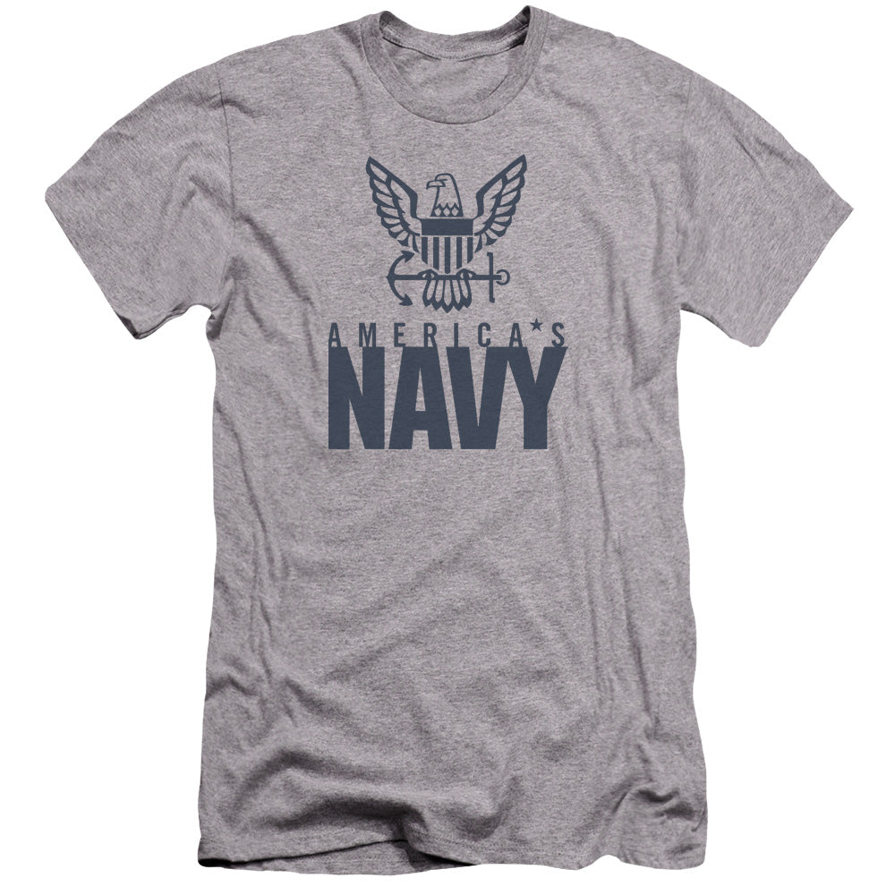 Navy/eagle Logo-premuim Canvas Adult Slim Fit 30/1-athletic Heather