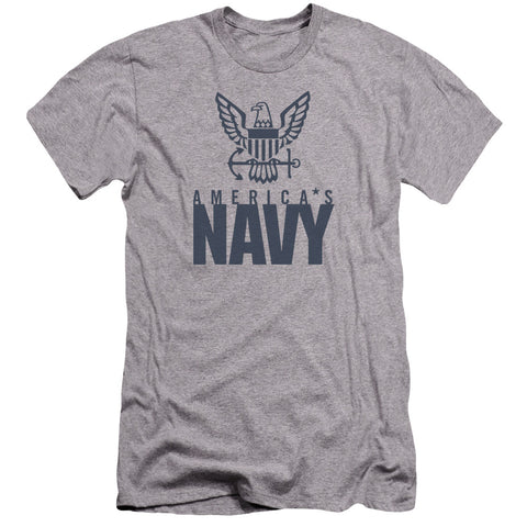 Navy/eagle Logo-premuim Canvas Adult Slim Fit 30/1-athletic Heather