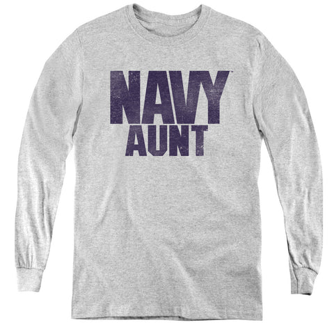 Navy/aunt-youth Long Sleeve Tee-athletic Heather