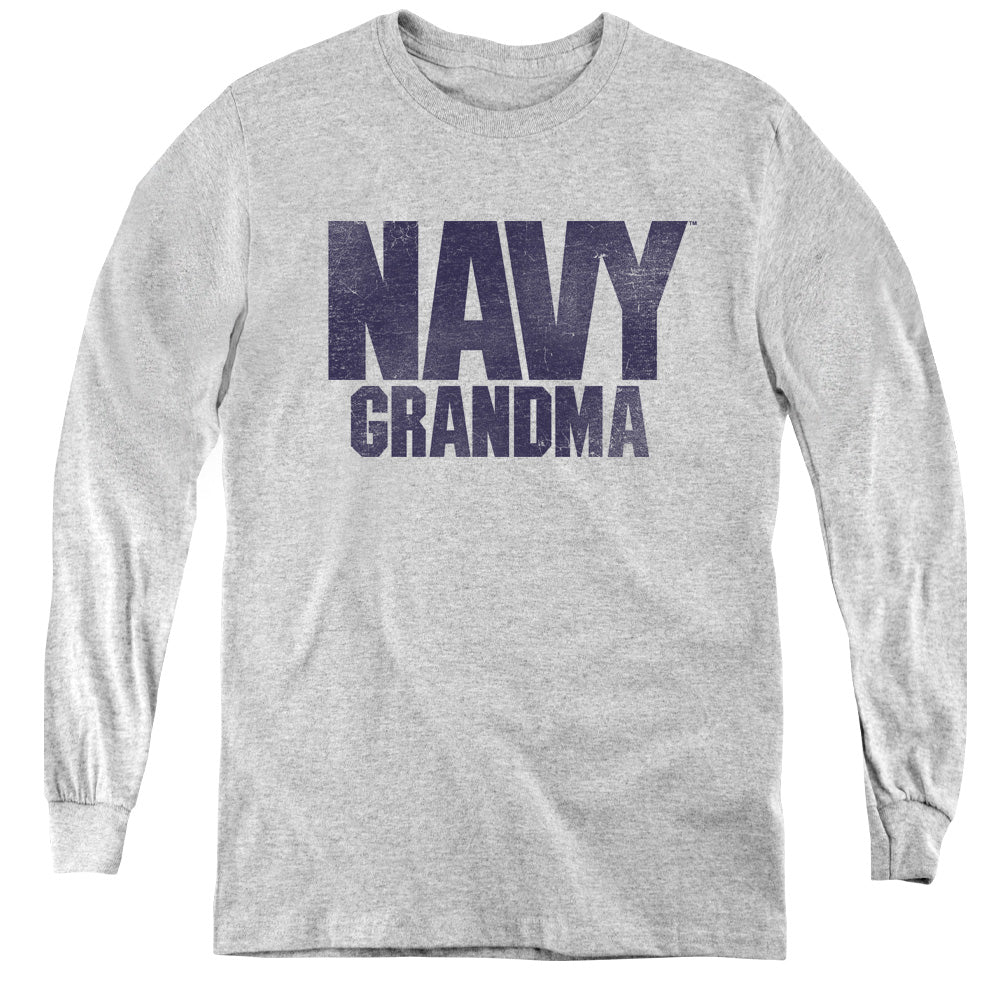 Navy/grandma-youth Long Sleeve Tee-athletic Heather-sm