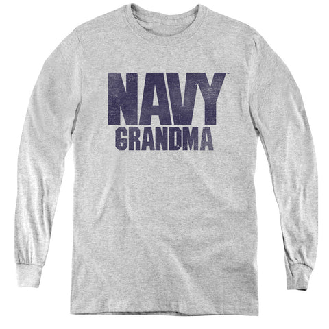 Navy/grandma-youth Long Sleeve Tee-athletic Heather-sm