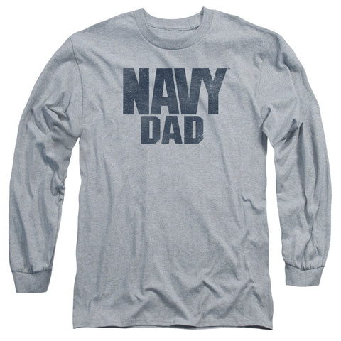 Navy/navy Dad-l/s Adult 18/1-athletic Heather-sm