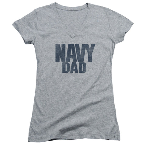 Navy/navy Dad-junior V-neck-athletic Heather