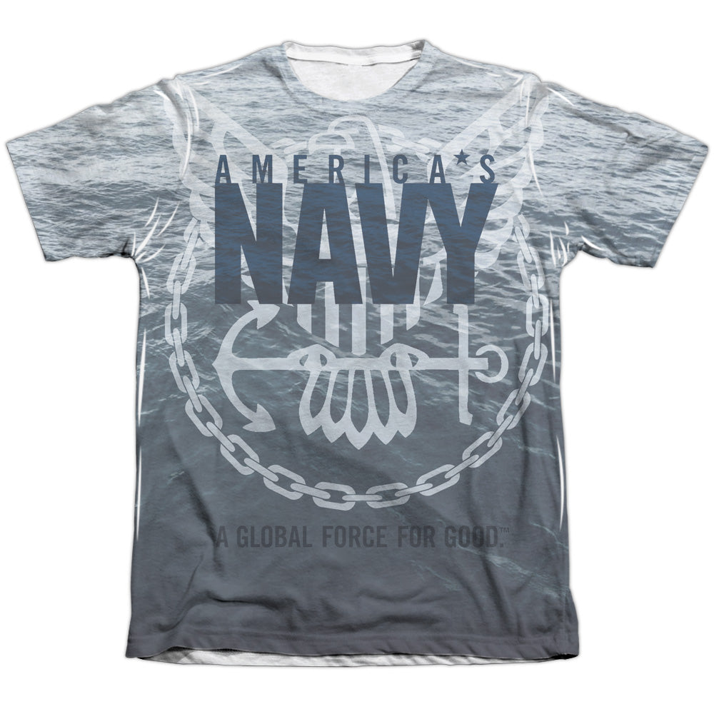 Navy/force For Good-adult Poly/cotton S/s Tee-white