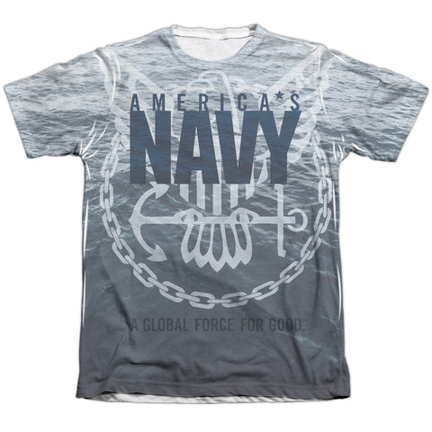 Navy/force For Good-adult Poly/cotton S/s Tee-white