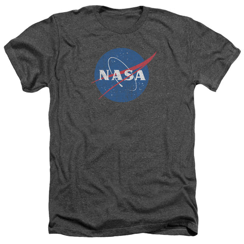 Nasa/meatball Logo Distressed-adult Heather-charcoal-sm