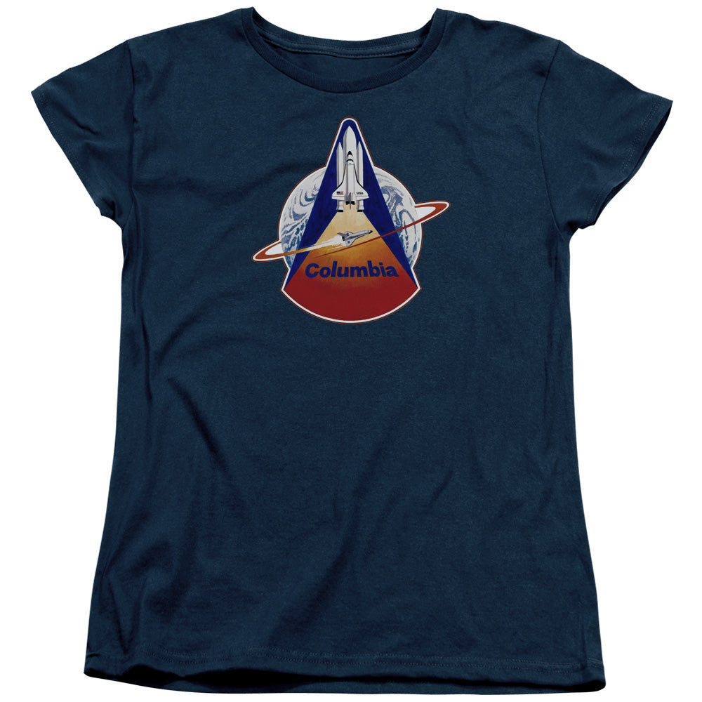 Nasa/sts 1 Mission Patch-s/s Womens Tee-navy