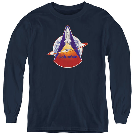 Nasa/sts 1 Mission Patch-youth Long Sleeve Tee-navy