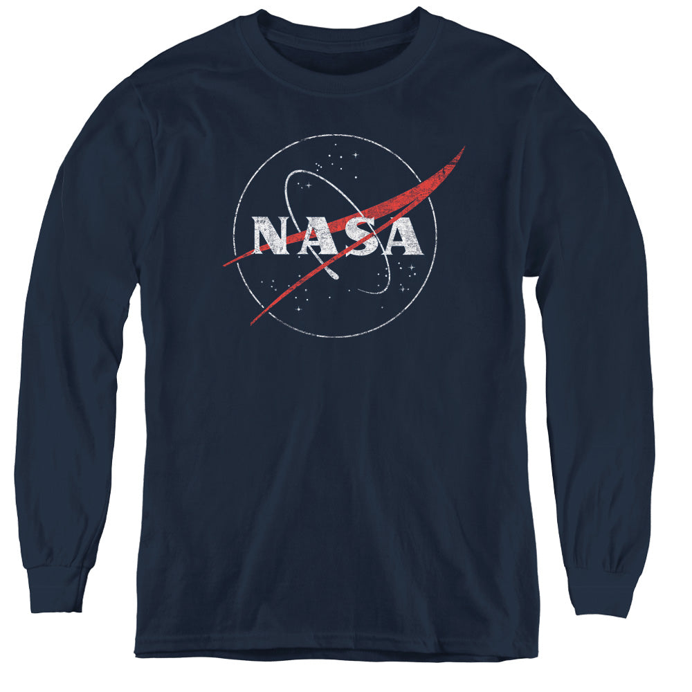 Nasa/distressed Logo-youth Long Sleeve Tee-navy-sm