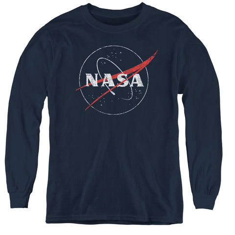 Nasa/distressed Logo-youth Long Sleeve Tee-navy-sm
