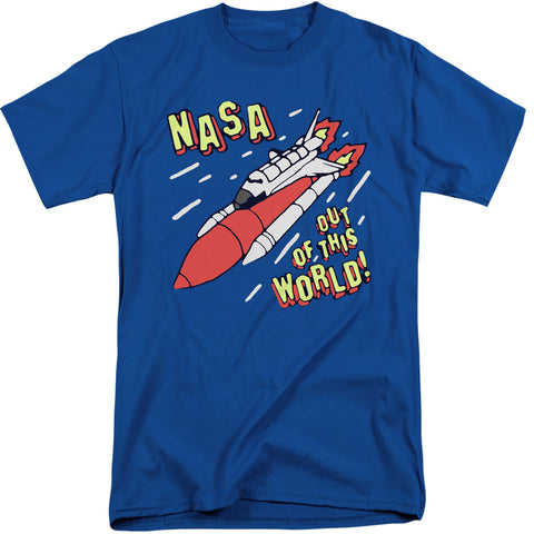Nasa/out Of This World-s/s Adult Tall 18/1-royal Blue-xl