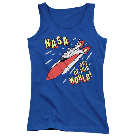 Nasa/out Of This World-juniors Tank Top  -royal Blue-sm