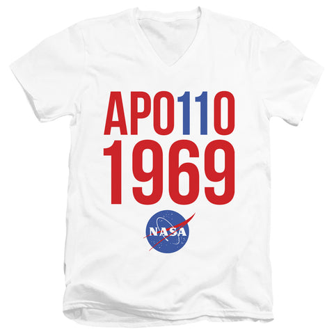 Nasa/1969-s/s Adult V-neck 30/1-white