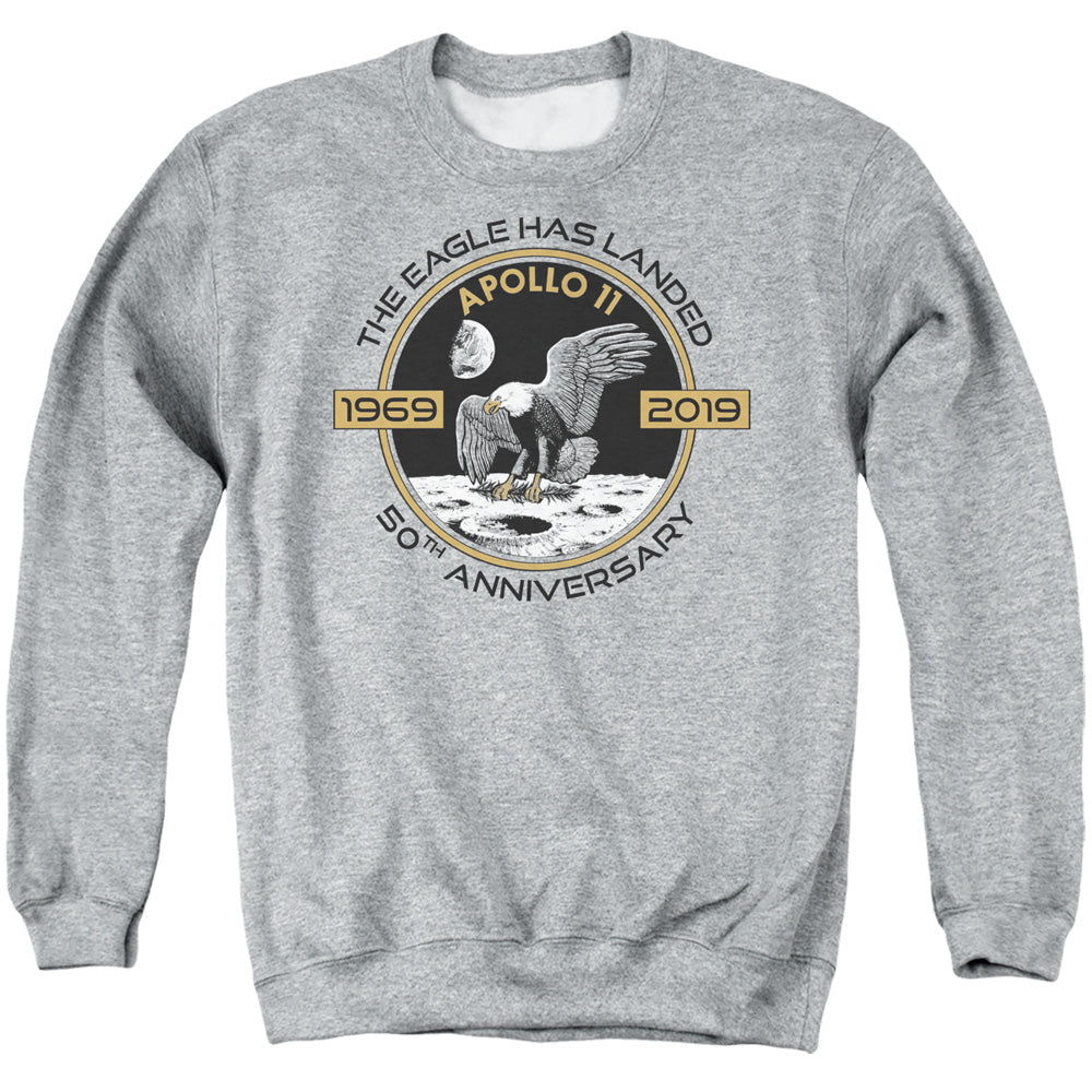 Nasa/apollo Circle 50th-adult Crewneck Sweatshirt-athletic Heather-sm