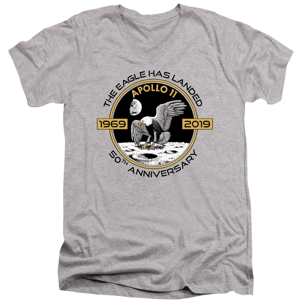 Nasa/apollo Circle 50th-s/s Adult V-neck 30/1-athletic Heather-sm