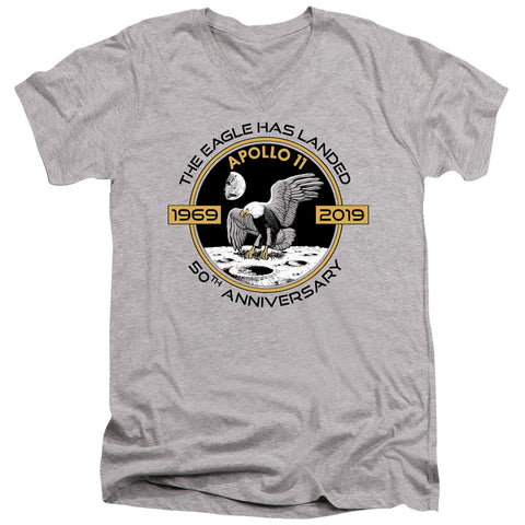 Nasa/apollo Circle 50th-s/s Adult V-neck 30/1-athletic Heather-sm