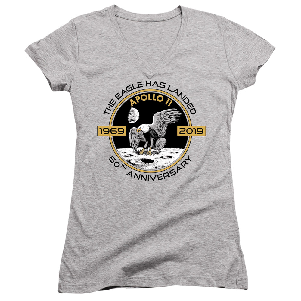 Nasa/apollo Circle 50th-junior V-neck-athletic Heather