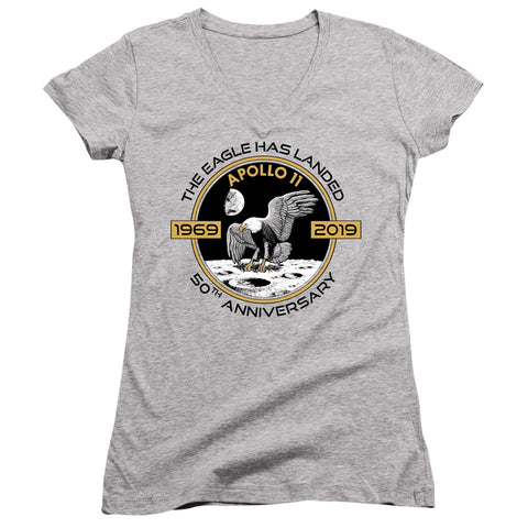 Nasa/apollo Circle 50th-junior V-neck-athletic Heather