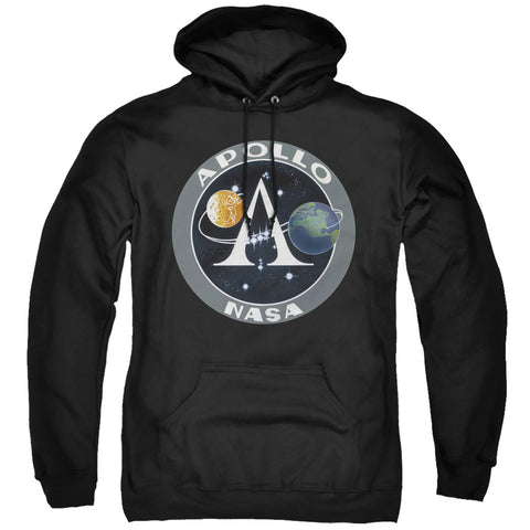 Nasa/apollo Mission Patch-adult Pull-over Hoodie-black-sm