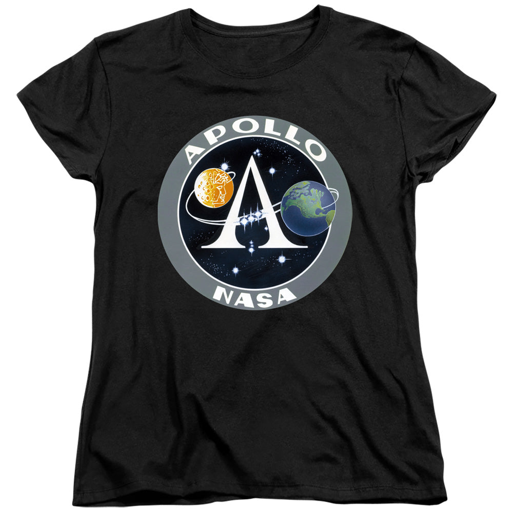 Nasa/apollo Mission Patch-s/s Women's Tee-black-sm