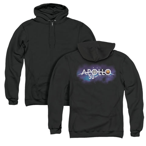 Nasa/next Giant Leap (back Print)-adult Zipper Hoodie-black