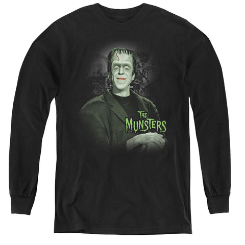 The Munsters/man Of The House - Youth Long Sleeve Tee - Black - Sm