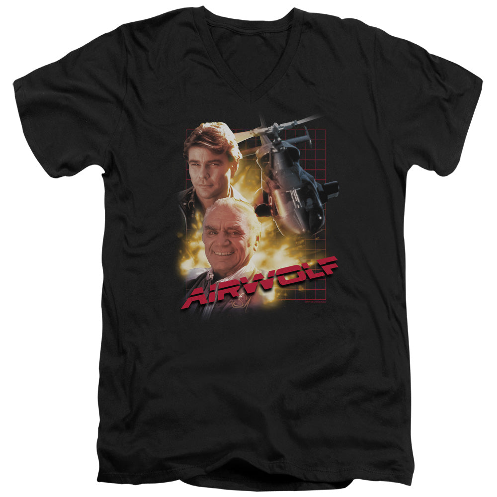 Airwolf/airwolf - S/s Adult V-neck 30/1 - Black