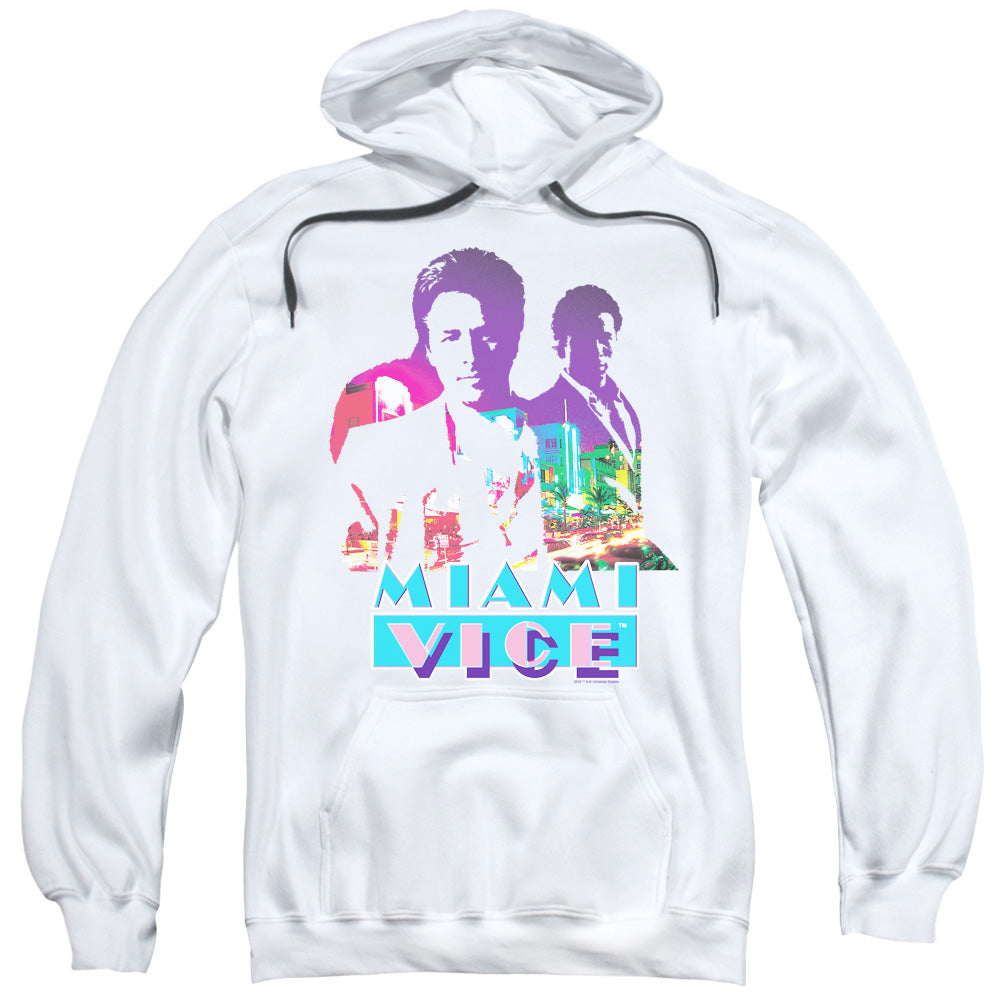 Miami Vice/crockett And Tubbs-adult Pull-over Hoodie-white