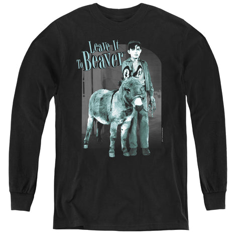 Leave It To Beaver/up To Something - Youth Long Sleeve Tee - Black