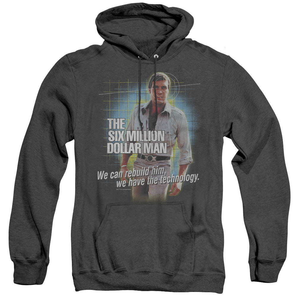 Six Million Dollar Man/technology - Adult Heather Hoodie - Black - Sm
