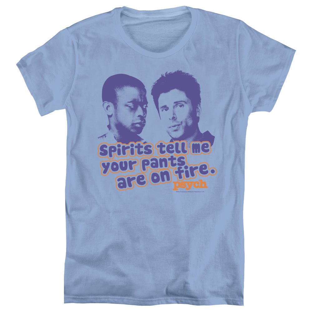 Psych/pants On Fire - S/s Womens Tee - Carolina Blue - Sm