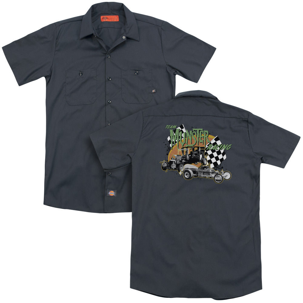 The Munsters/munster Racing (back Print) - Adult Work Shirt - Charcoal