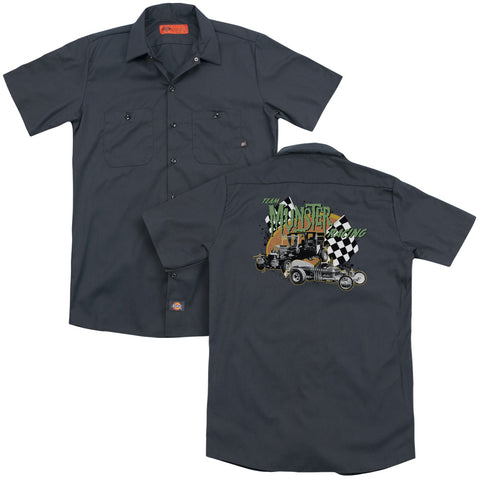 The Munsters/munster Racing (back Print) - Adult Work Shirt - Charcoal