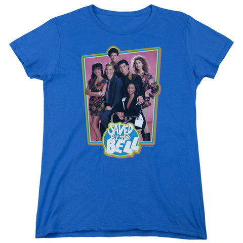Saved By The Bell/saved Cast-s/s Womens Tee-royal Blue-sm
