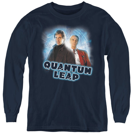 Quantum Leap/sam And Al - Youth Long Sleeve Tee - Navy - Sm