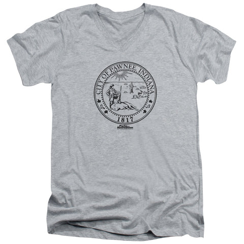 Parks And Rec/pawnee Seal - S/s Adult V-neck - Athletic Heather
