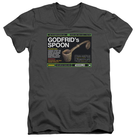 Warehouse 13/godfrid Spoon - S/s Adult V-neck - Charcoal