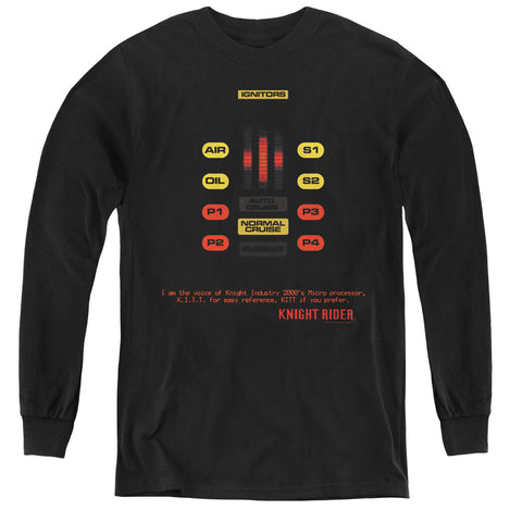 Knight Rider/kitt Consol - Youth Long Sleeve Tee - Black - Sm