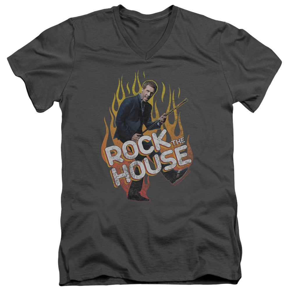 House/rock The House - S/s Adult V-neck - Charcoal