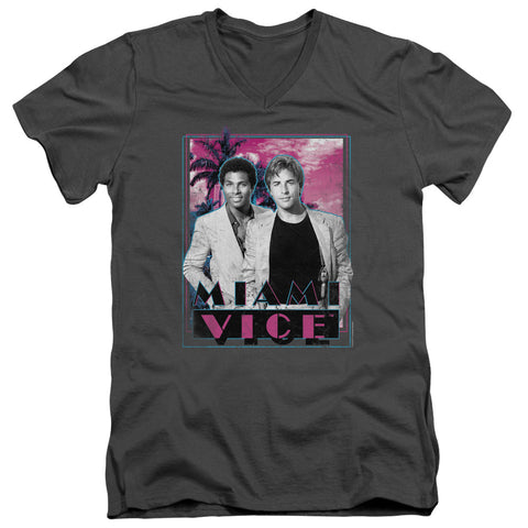 Miami Vice/gotchya - S/s Adult V-neck - Charcoal