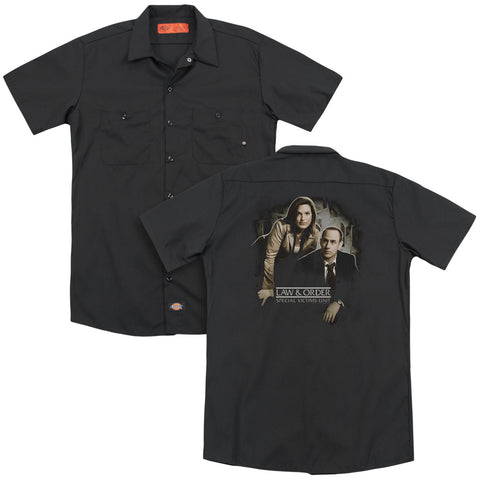 Law And Order Svu/helping Victims (back Print) - Adult Work Shirt - Black