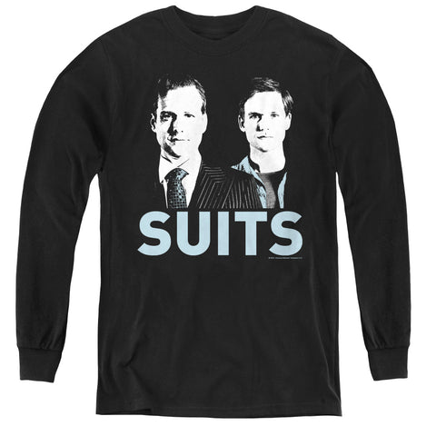 Suits/harvey And Mike - Youth Long Sleeve Tee - Black